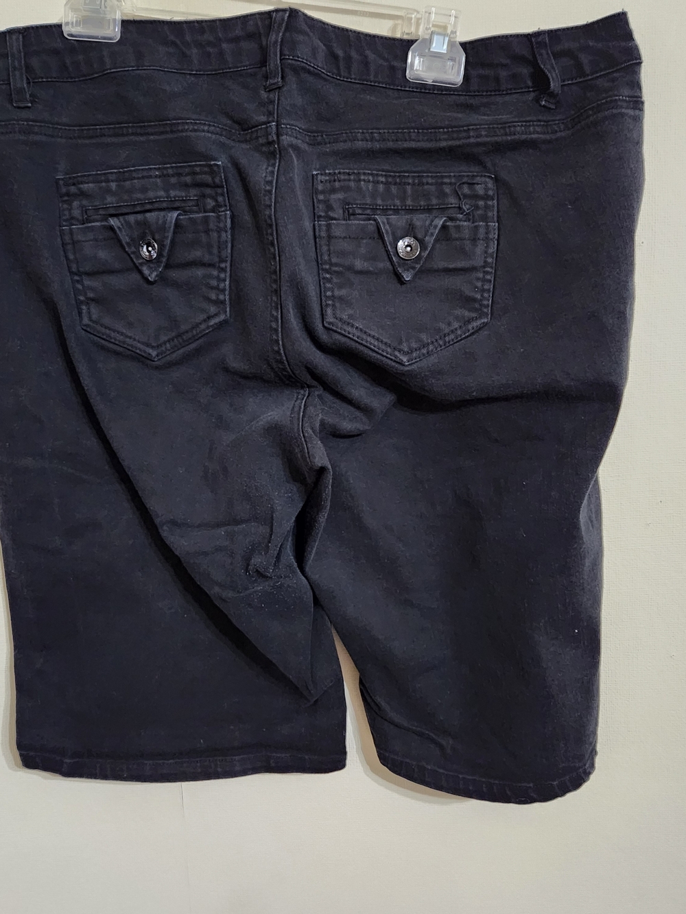 bloom Black Denim Bermuda Shorts with Branded Button - Picture 4 of 6